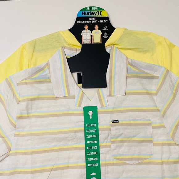 Hurley Youth 2 pack Button down shirt + tee set, NWT. - Picture 7 of 11